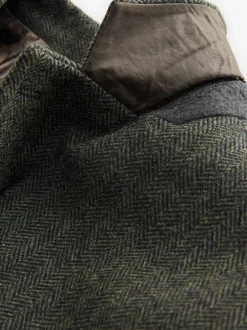 Blazers En Business-Jasjes*Next - Normale Pasvorm - Blazer met visgraatmotief en hoog wolgehalte Kakigroen