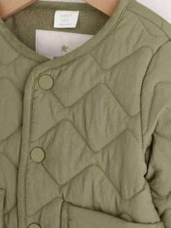 Jassen, Jacks En Kinderwagenpakjes|Next Kakigroen - Nylon gewatteerd babyjack (0mnd-2jr)