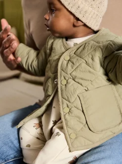 Jassen, Jacks En Kinderwagenpakjes|Next Kakigroen - Nylon gewatteerd babyjack (0mnd-2jr)