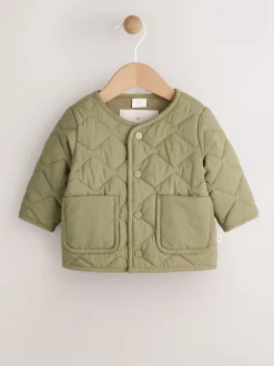 Jassen, Jacks En Kinderwagenpakjes|Next Kakigroen - Nylon gewatteerd babyjack (0mnd-2jr)