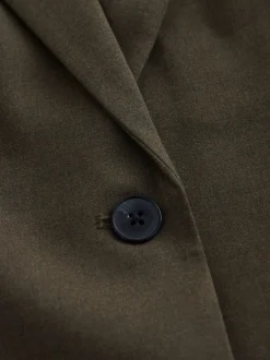 Kostuums En Werkkleding|Next Kakigroen - Op maat gemaakte blazer met enkele rij knopen van wol