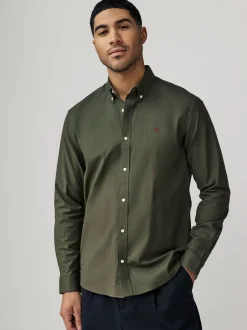 Formele Overhemden|Shirts*Next Kakigroen - Oxford-stretchoverhemd met lange mouwen