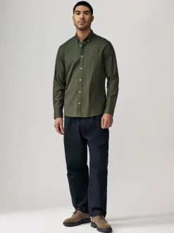 Formele Overhemden|Shirts*Next Kakigroen - Oxford-stretchoverhemd met lange mouwen