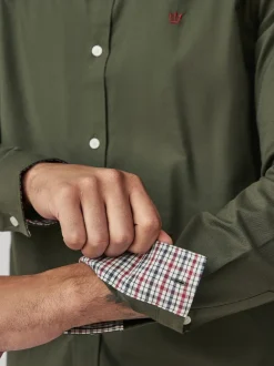 Formele Overhemden|Shirts*Next Kakigroen - Oxford-stretchoverhemd met lange mouwen