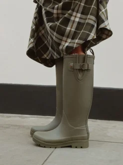 Laarzen|Boots*Next - Premium Faux Fur Lined Knee High Wellies Kakigroen