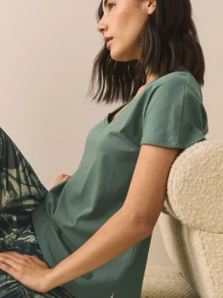 Alle Nacht- En Loungekleding|Pyjama's|Next - Pyjama met korte mouwen Kakigroen