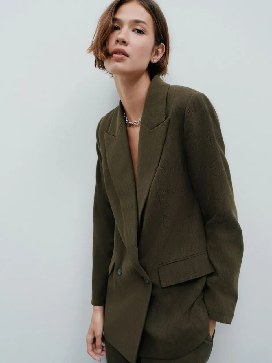 Kostuums En Werkkleding|Next Kakigroen - Relaxed Crosshatch Blazer