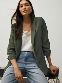 Kostuums En Werkkleding*Next Kakigroen - Ruimvallend blazer met gerimpelde mouwen