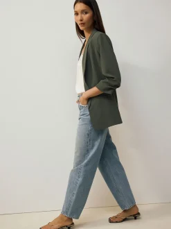 Kostuums En Werkkleding*Next Kakigroen - Ruimvallend blazer met gerimpelde mouwen