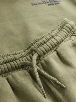 Joggingbroeken|Sweaters En Hoody´S*Next - Set met hoodie met slogan en joggingbroek (3mnd-7jr) Kakigroen
