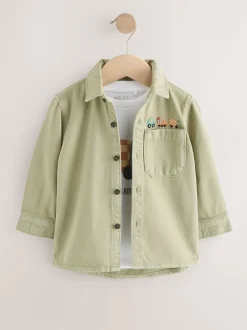 Jassen, Jacks En Kinderwagenpakjes|Shirts*Next - Set van T-shirt en shirt met lange mouwen (3mnd-7jr) Kakigroen