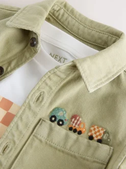 Jassen, Jacks En Kinderwagenpakjes|Shirts*Next - Set van T-shirt en shirt met lange mouwen (3mnd-7jr) Kakigroen