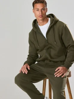 Joggingbroeken|Next Kakigroen - Straight fit - Relaxed Fit Brushback Heavyweight Joggers