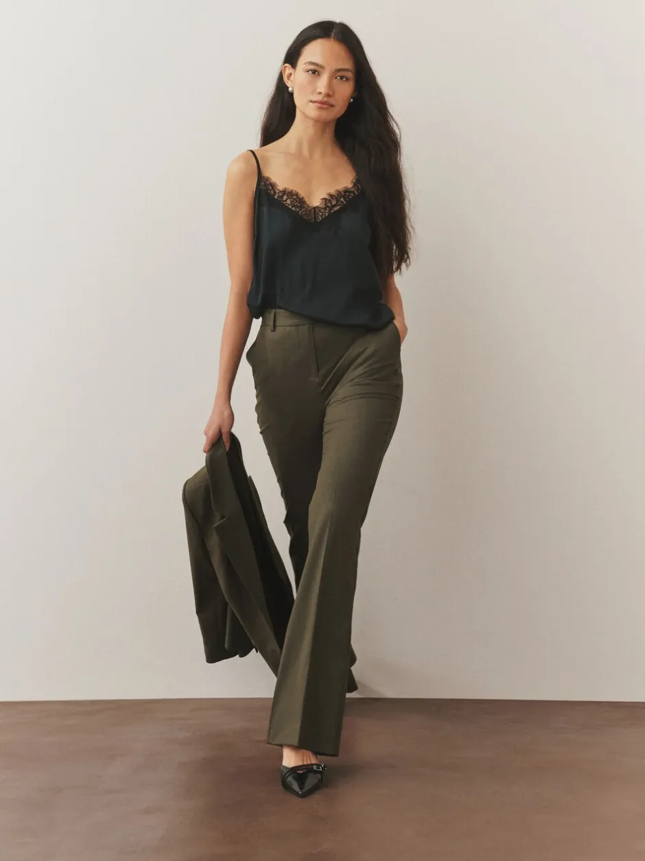 Kostuums En Werkkleding|Next - Tailored Bootcut Trousers With Wool Kakigroen