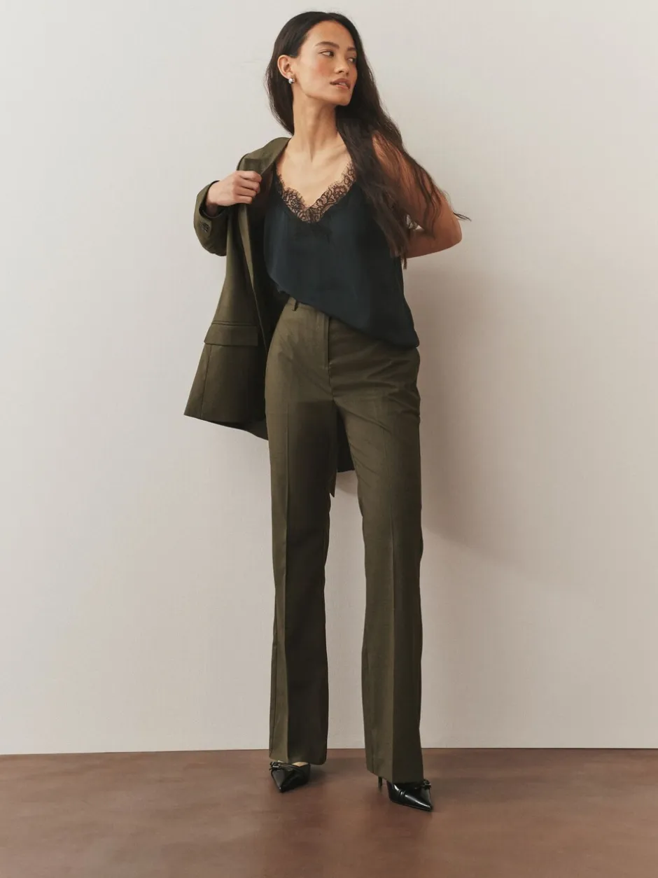 Kostuums En Werkkleding|Next - Tailored Bootcut Trousers With Wool Kakigroen