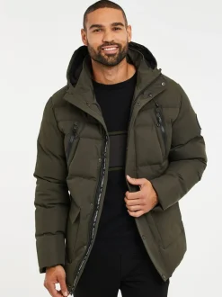 Jassen En Jacks|Threadbare - waterdichte pufferjas met capuchon Kakigroen