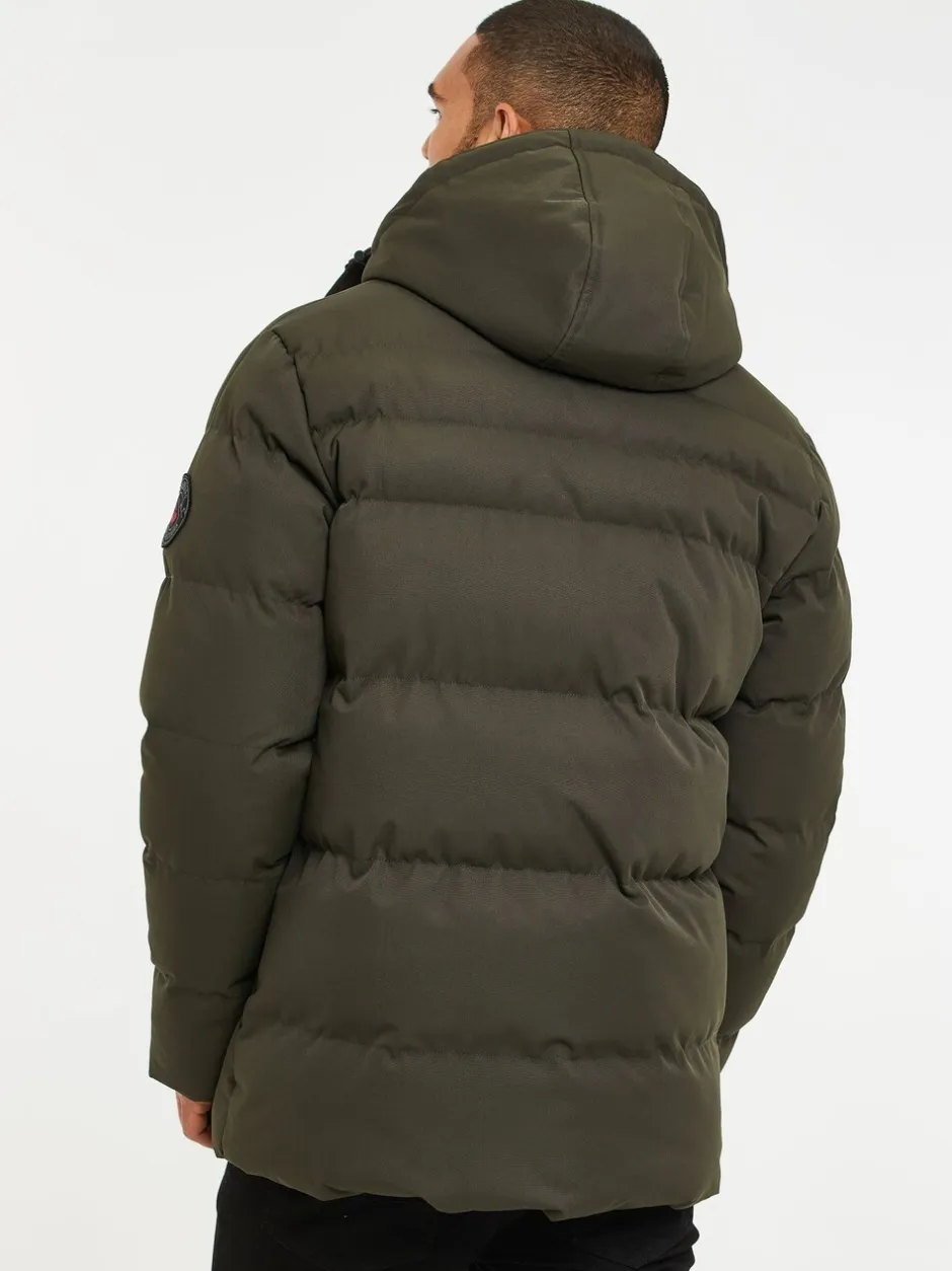Jassen En Jacks|Threadbare - waterdichte pufferjas met capuchon Kakigroen