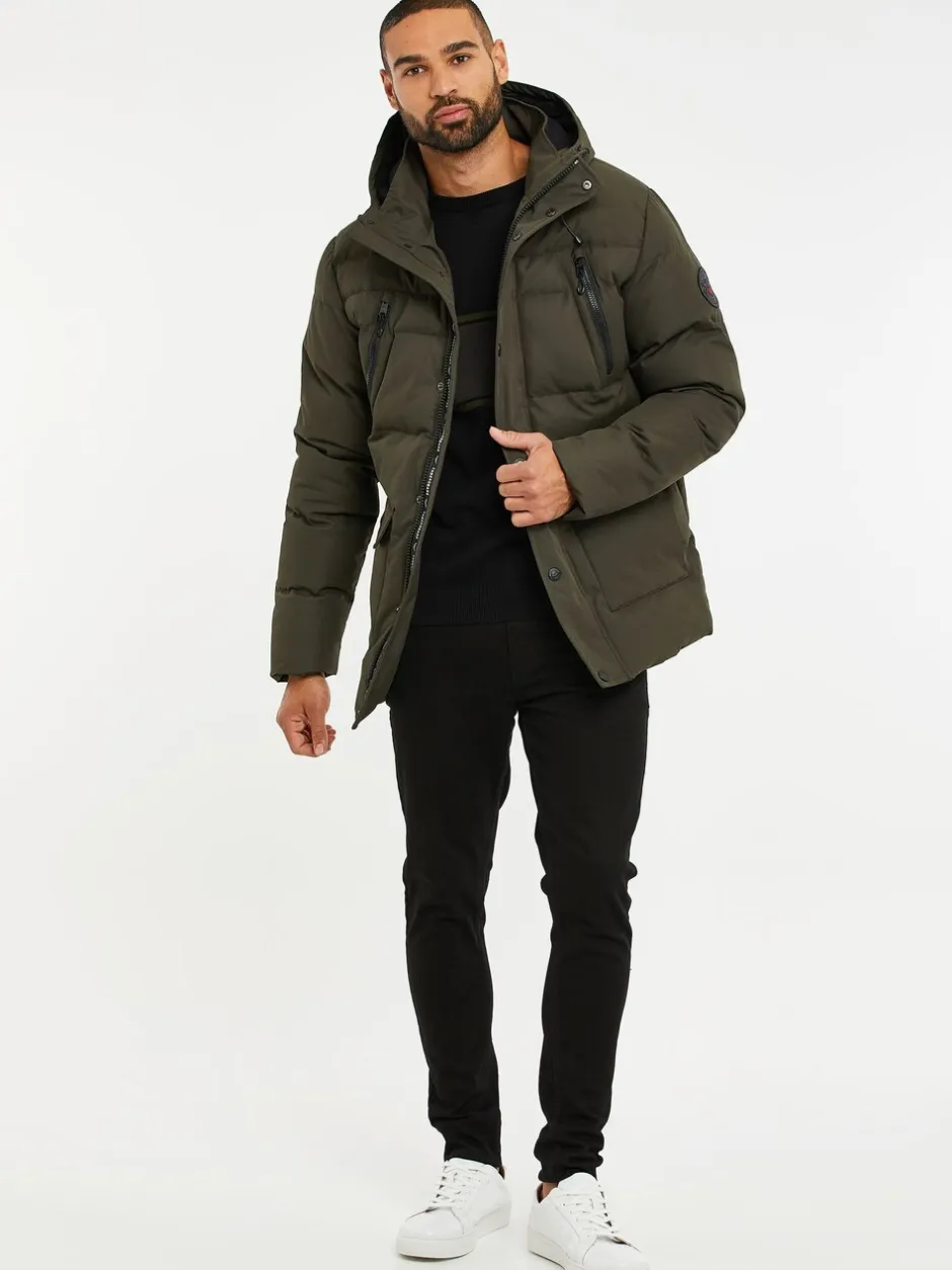 Jassen En Jacks|Threadbare - waterdichte pufferjas met capuchon Kakigroen