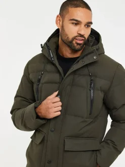 Jassen En Jacks|Threadbare - waterdichte pufferjas met capuchon Kakigroen