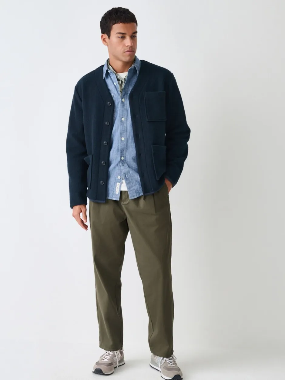 Broeken En Chino's*Next - Twin Pleated Stretch Chinos Trousers Kakigroen