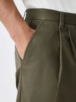 Broeken En Chino's*Next - Twin Pleated Stretch Chinos Trousers Kakigroen