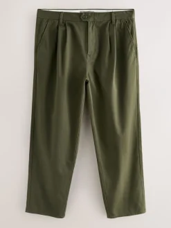 Broeken En Chino's*Next - Twin Pleated Stretch Chinos Trousers Kakigroen
