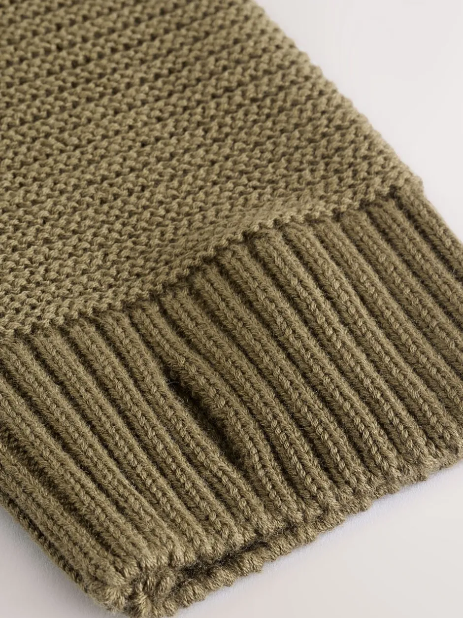 Truien En Breisels|Sweaters En Hoody´S|Next Kakigroen - Utility gebreide hoodie (3-16jr)