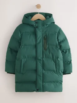 Schoolkleding|Jassen En Jacks|Next - Waterdichte lange pufferjas met fleecevoering (3-17jr) Kakigroen