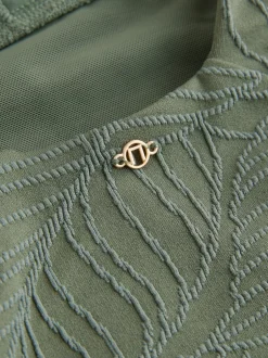 Badkleding*Next Kakigroen met bladertextuur - Diepuitgesneden vormgevend buikcorrigerend badpak