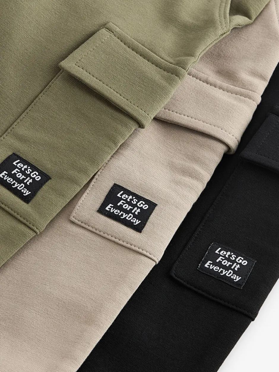 Multipacks|Jeans En Joggingbroeken|Next Kakigroen/grijs/zwart - Set van 3 superskinny utility-joggingbroeken (3 mnd-7 jr)