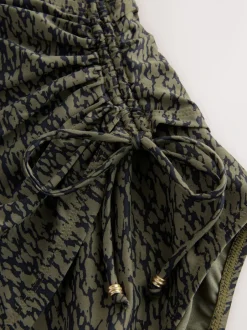 Badkleding*Next Kakigroen/zwart - Badpak met vormgevende zijrimpeling en buikcorrectie