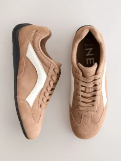 Sneakers*Next - Forever Comfort® Leather Slimsole Lace-Up Trainers Kameelkleurig suède