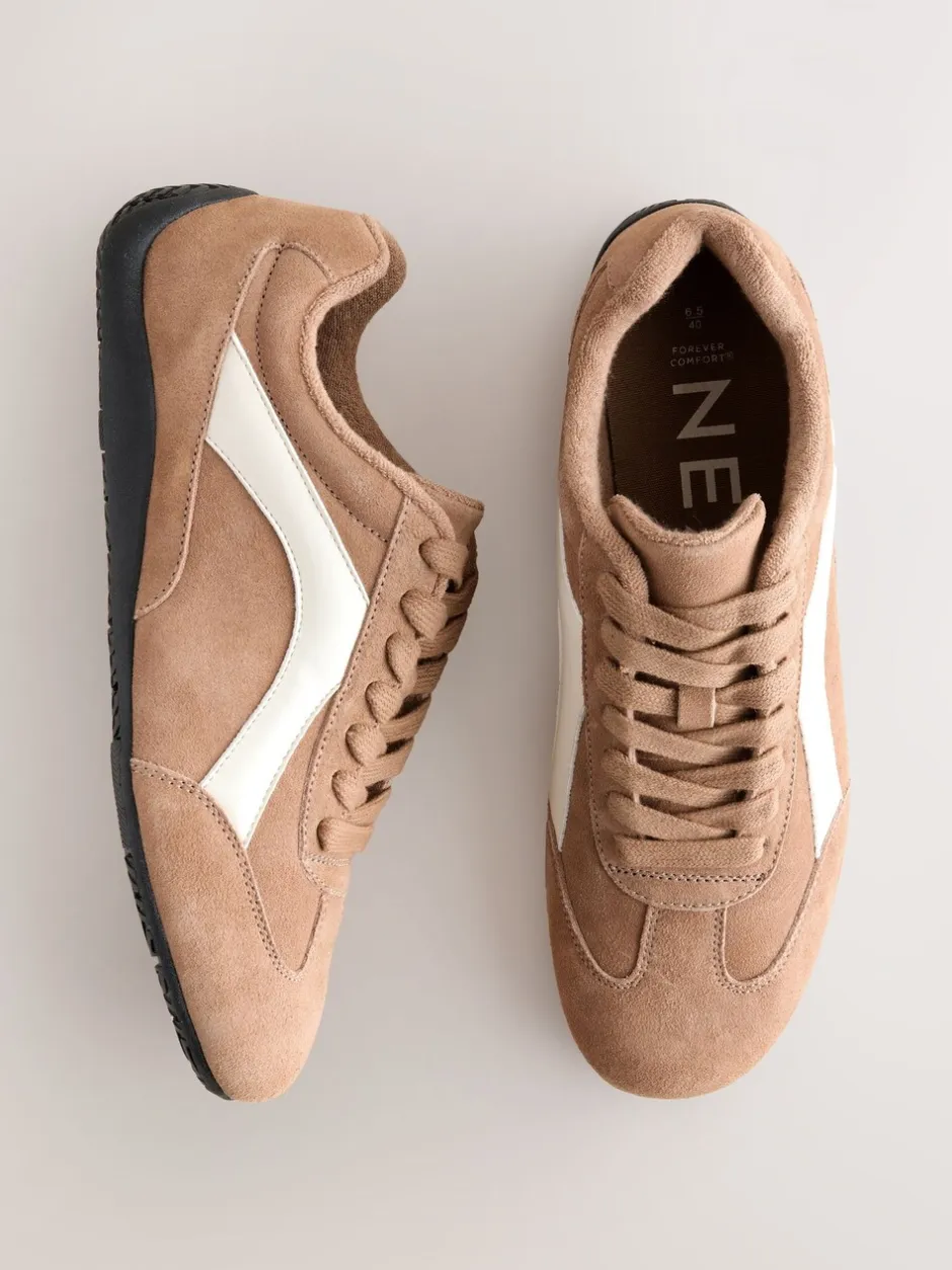 Sneakers*Next - Forever Comfort® Leather Slimsole Lace-Up Trainers Kameelkleurig suède