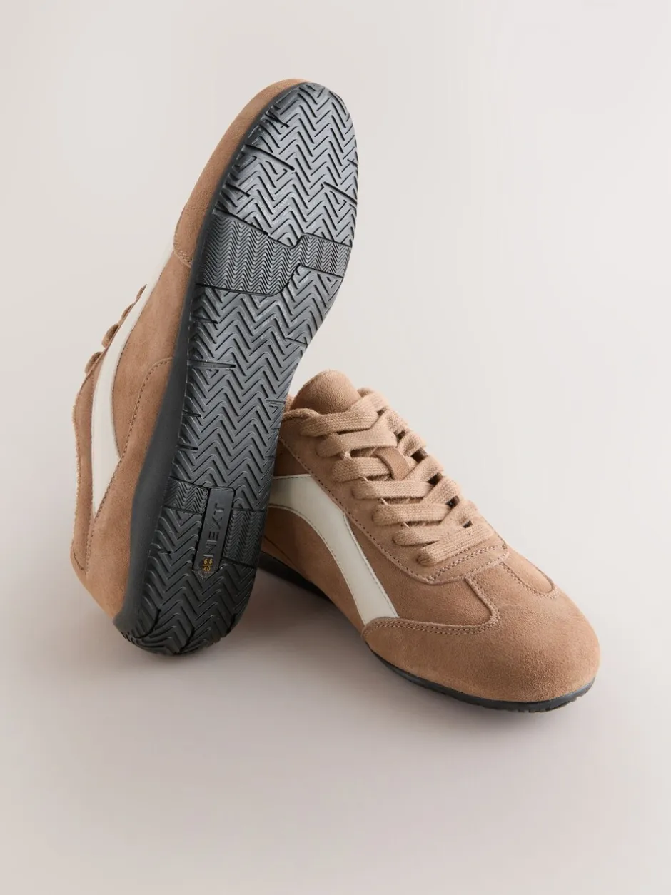Sneakers*Next - Forever Comfort® Leather Slimsole Lace-Up Trainers Kameelkleurig suède
