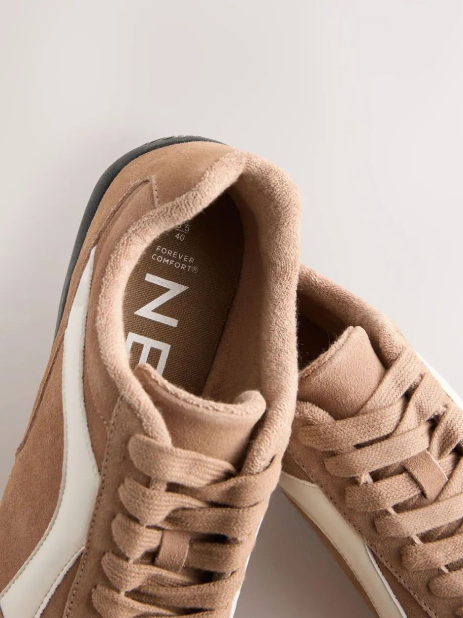 Sneakers*Next - Forever Comfort® Leather Slimsole Lace-Up Trainers Kameelkleurig suède