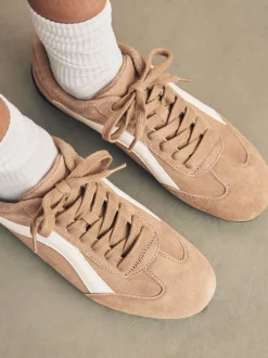 Sneakers*Next - Forever Comfort® Leather Slimsole Lace-Up Trainers Kameelkleurig suède