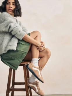Sneakers*Next - Forever Comfort® Leather Slimsole Lace-Up Trainers Kameelkleurig suède