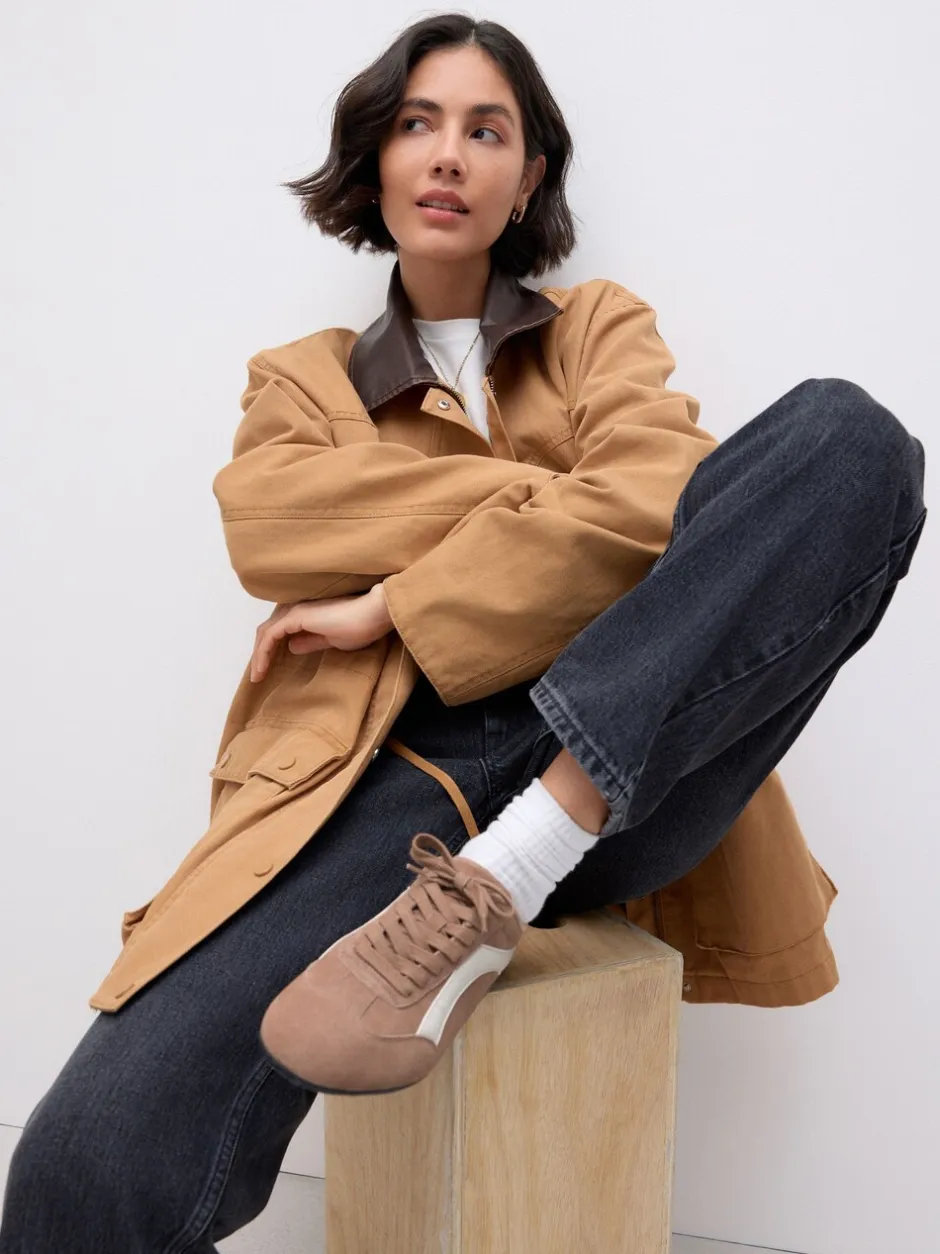Sneakers*Next - Forever Comfort® Leather Slimsole Lace-Up Trainers Kameelkleurig suède
