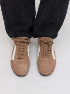 Sneakers*Next - Forever Comfort® Leather Slimsole Lace-Up Trainers Kameelkleurig suède