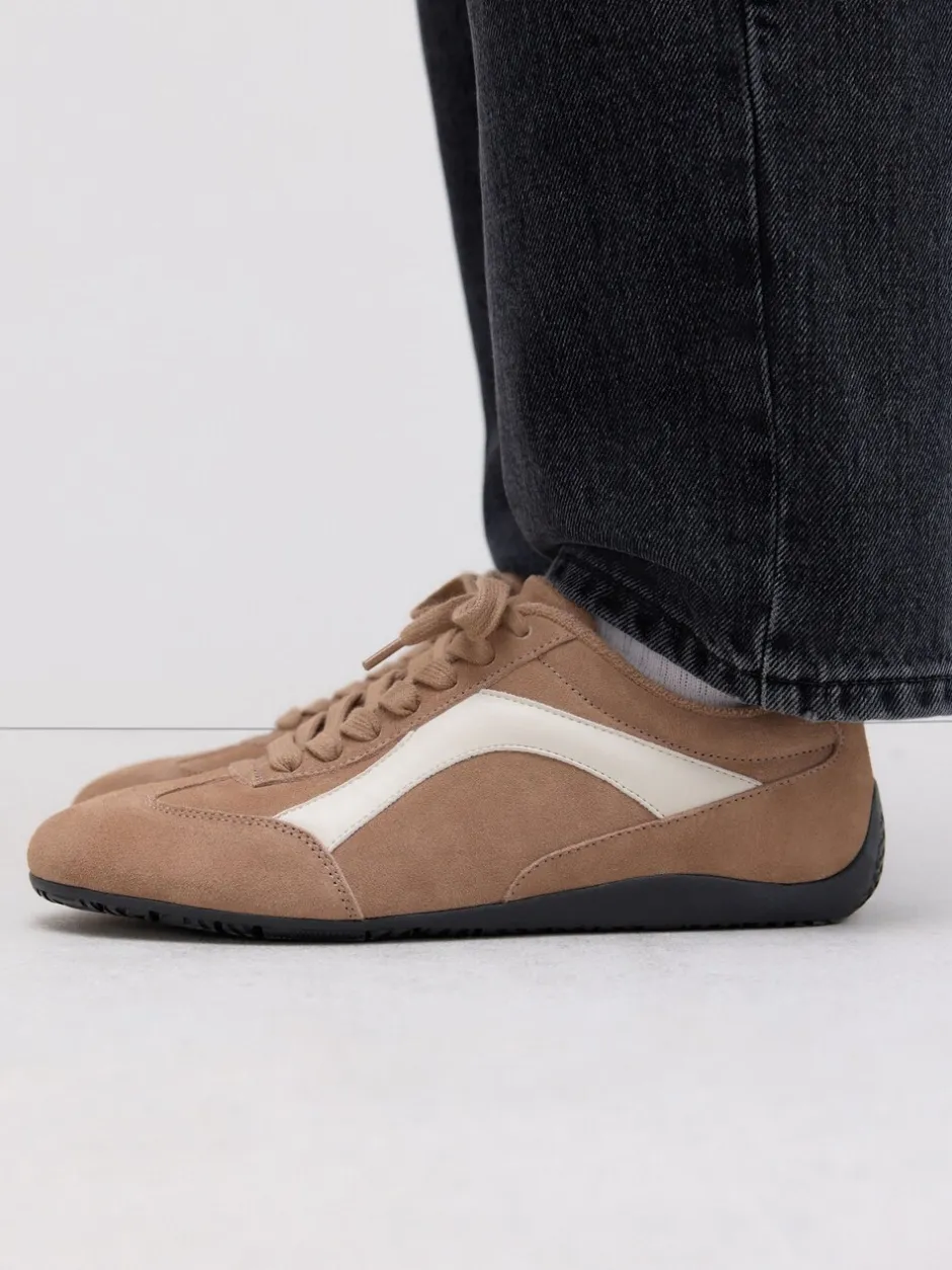 Sneakers*Next - Forever Comfort® Leather Slimsole Lace-Up Trainers Kameelkleurig suède
