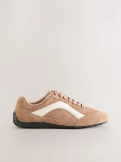 Sneakers*Next - Forever Comfort® Leather Slimsole Lace-Up Trainers Kameelkleurig suède