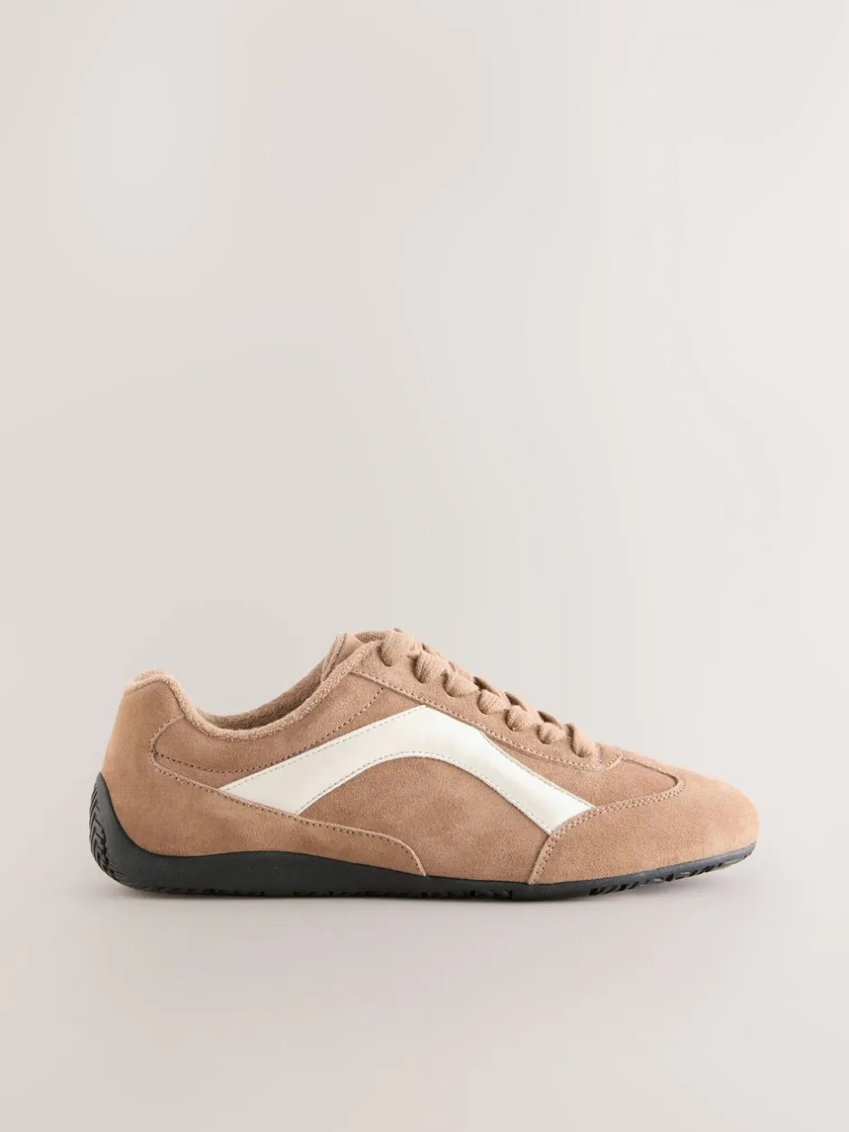 Sneakers*Next - Forever Comfort® Leather Slimsole Lace-Up Trainers Kameelkleurig suède
