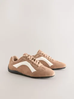 Sneakers*Next - Forever Comfort® Leather Slimsole Lace-Up Trainers Kameelkleurig suède