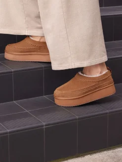 Lage Schoenen|Schoenen Met Hakken*Next Kastanjebruin - Leather Cosy Borg Lined Slip-On Shoes