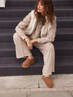 Lage Schoenen|Schoenen Met Hakken*Next Kastanjebruin - Leather Cosy Borg Lined Slip-On Shoes