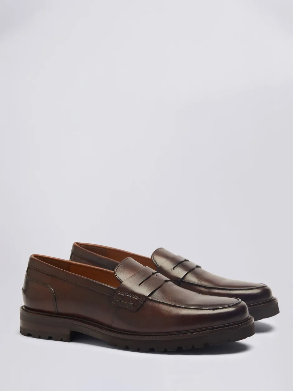 Formele Schoenen*MOSS - Camden instappers met dikke zool Kastanjebruin