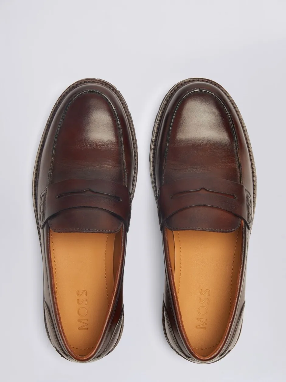 Formele Schoenen*MOSS - Camden instappers met dikke zool Kastanjebruin