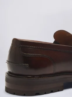 Formele Schoenen*MOSS - Camden instappers met dikke zool Kastanjebruin