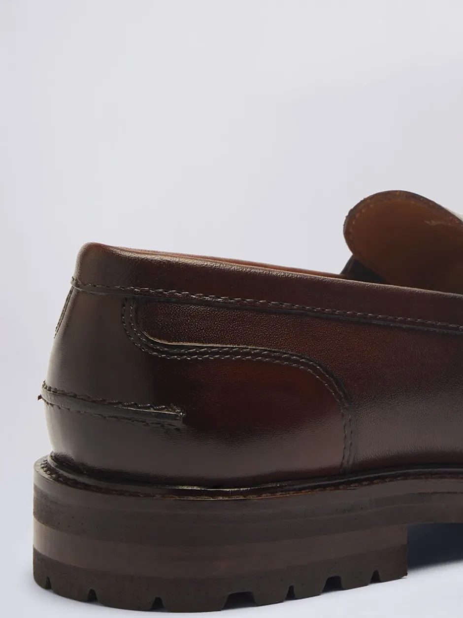 Formele Schoenen*MOSS - Camden instappers met dikke zool Kastanjebruin