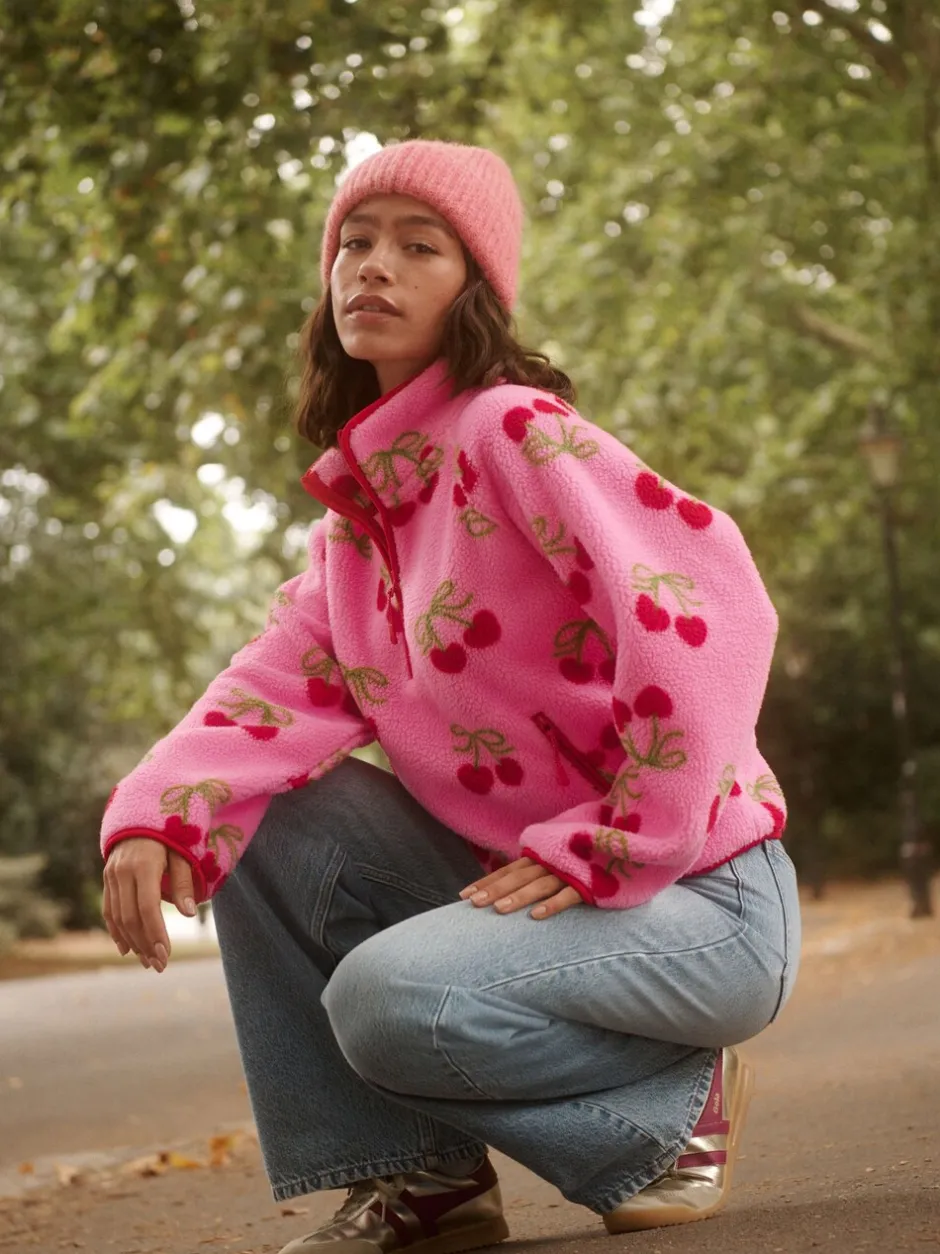 Hoody's En Sweatshirts|Next Kersenprint - Active Quarter Zip Borg Jacket